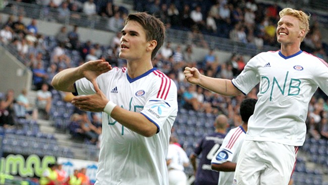 Kjartansson brilhou no empate de cinco gols. (Foto: Valerenga)