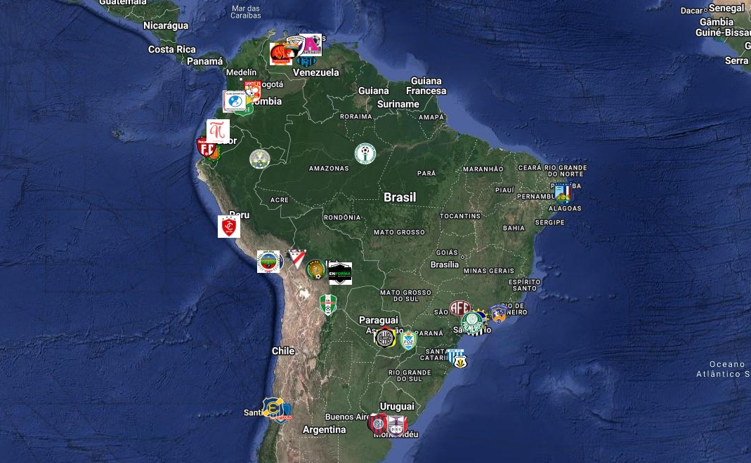 Todos os participantes da Libertadores Feminina em um mapa interativo
