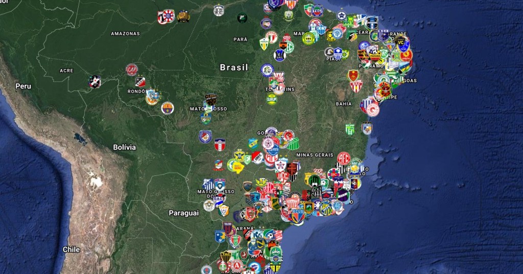 Um mapa interativo com todos os clubes do futebol brasileiro ativos em 2021